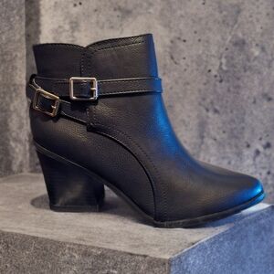 Elegant Black Ankle Booties with Buckle Detail
